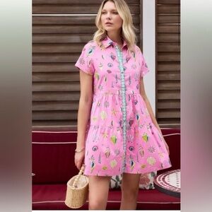 Printfresh Pink Beach Patterned Women's Dress